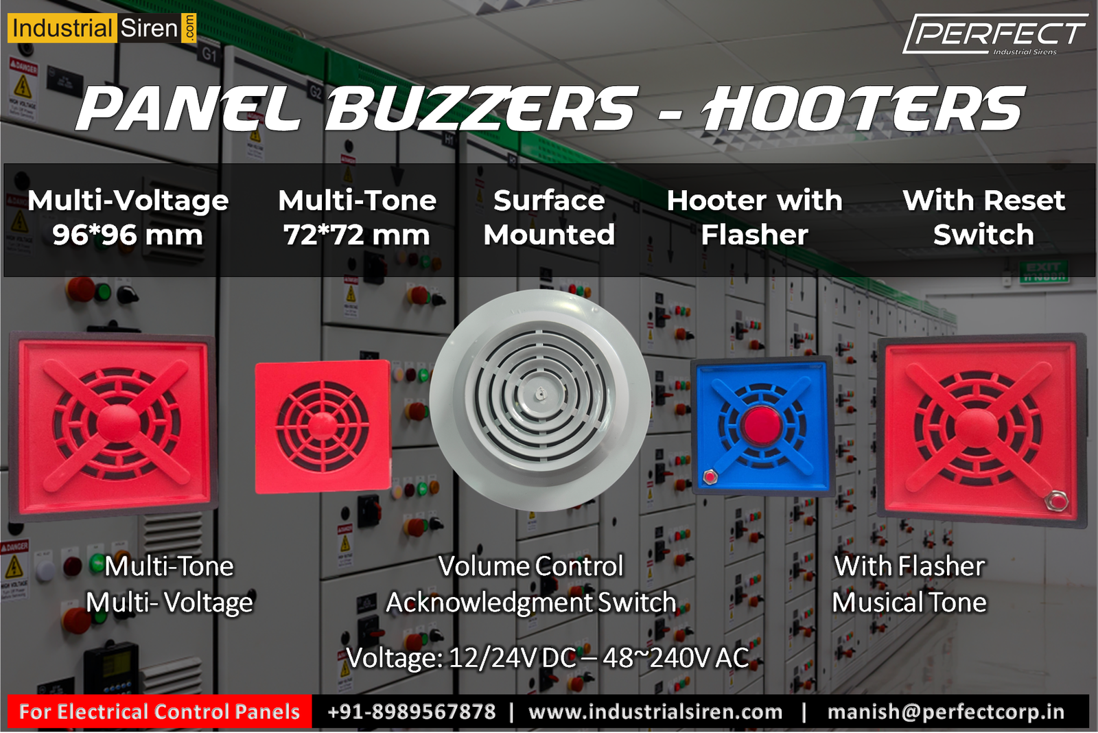 96 X 96 Electronic Panel Hooter / Buzzers