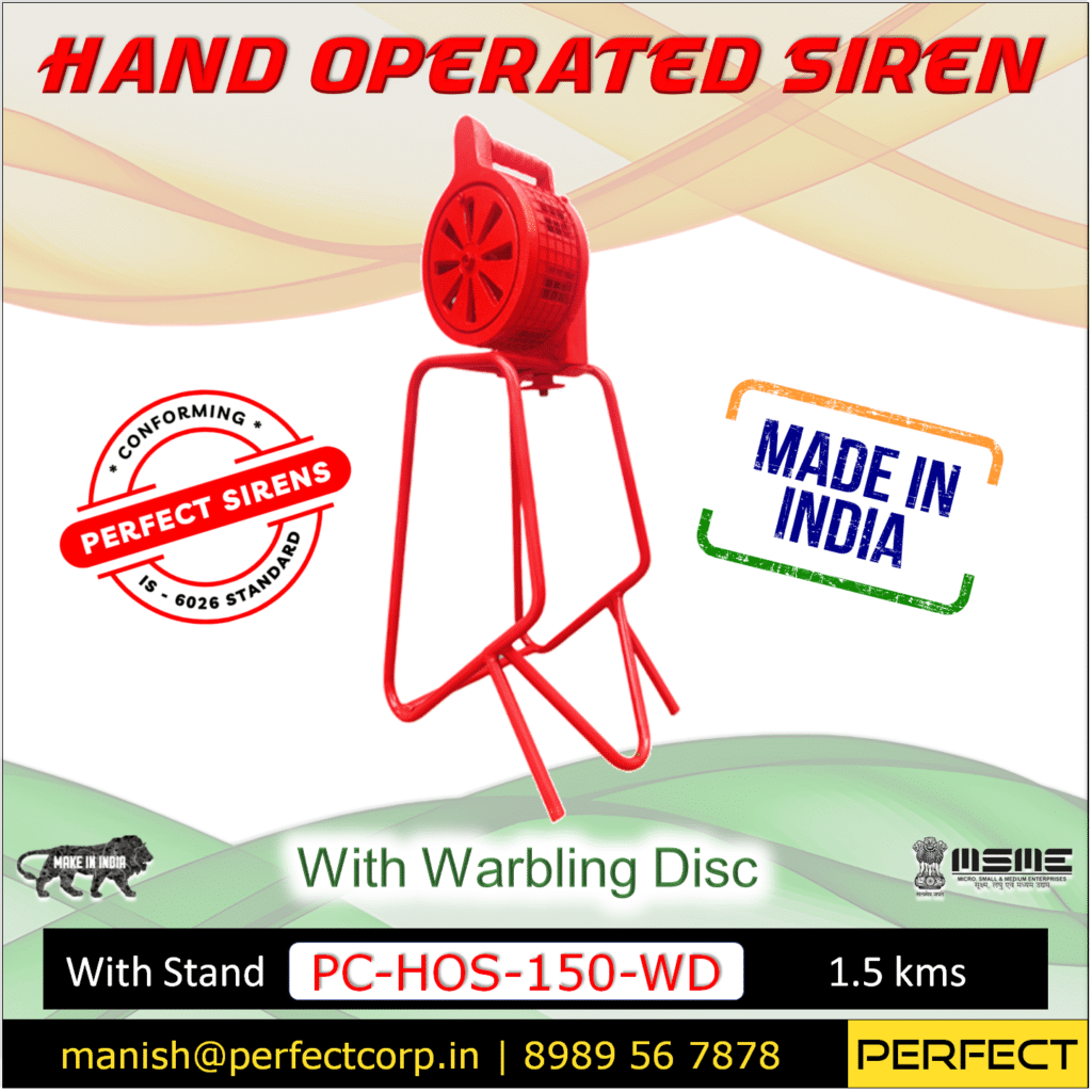 Hand Operated Siren as per IS 6026 | 120 dB Manual Emergency Warning Siren